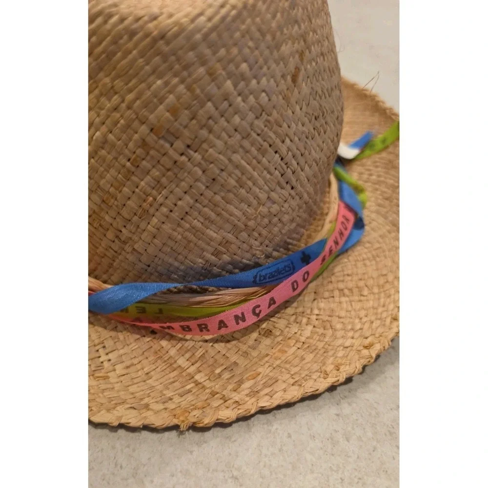 NWT Straw Fedora Sun Hat Boho Chic Cottagecore Coastal Beach Vacation Wear SZ OS